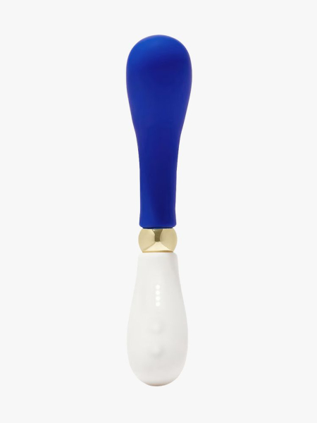 Goop Ultraplush Self Heating G Spot Vibrator in branded component on a light gray background
