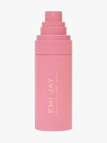 Emi Jay Aura Hair + Body Mist in Lychee Baby in branded component on a light gray background