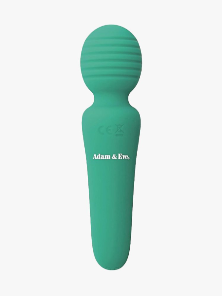 Eve's Petite Private Pleasure Wand in branded component on a light gray background